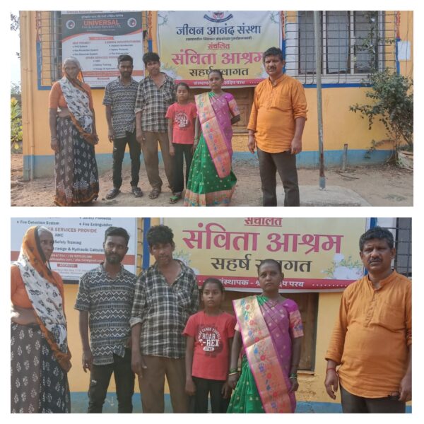 संविता आश्रमाच्या टिमकडून गुजरातच्या सुमन विकी खारवाचे कुटुंबासह पुनर्मिलन.