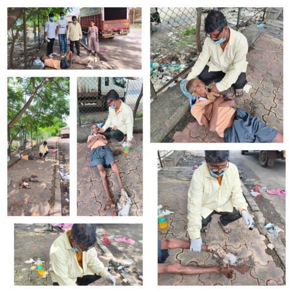 सानपाडा रेल्वे स्थानकाबाहेर विव्हळत पडलेल्या निराधार वृद्धाला जीवन आनंद संस्थेचा आधार