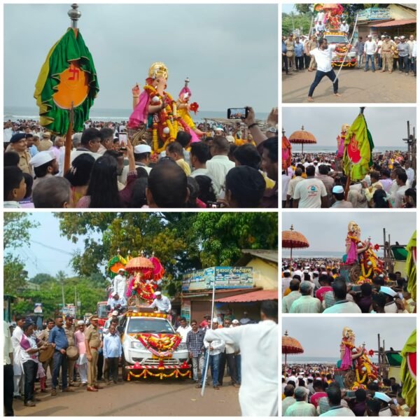 रामेश्वर संस्थान आचराच्या गणपतीला भक्तीपूर्ण वातावरणात निरोपविसर्जन मिरवणूकीला भाविकांचा लोटला जनसागर